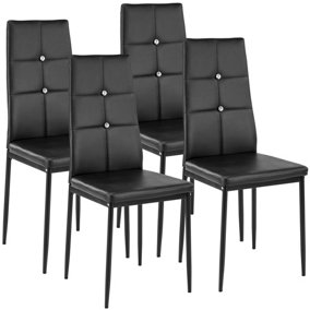 Dining chairs with rhinestones, Set of 4 - black