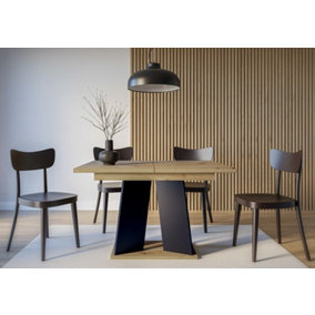 Dining Kitchen Table Oak/Black Extending 120-160cm V Leg Frame Seats 6 8 MUFO