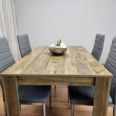 Gray rustic deals dining table set