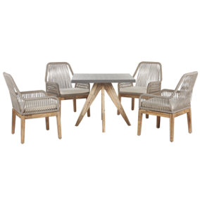 Dining Set 4 Seater Concrete Beige OLBIA