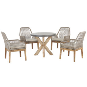 Dining Set 4 Seater Concrete Beige OLBIA