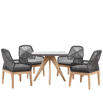 Dining Set 4 Seater Concrete Black OLBIA