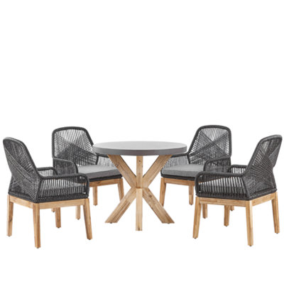 Dining Set 4 Seater Concrete Black OLBIA