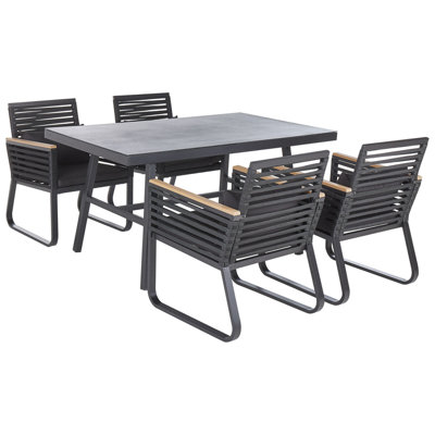 Dining Set 4 Seater Glass Black CANETTO