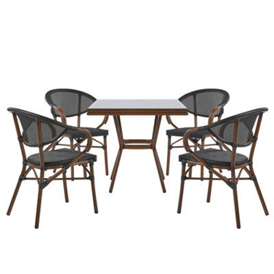 Dining Set 4 Seater Glass Black CASPRI