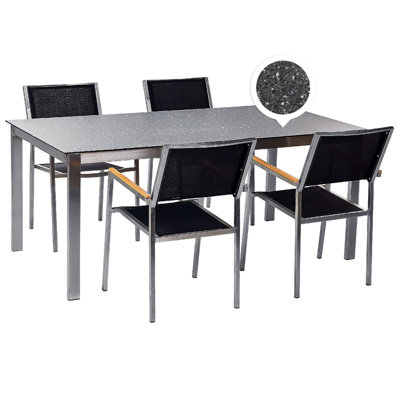 Dining Set 4 Seater Glass Black COSOLETO/GROSSETO