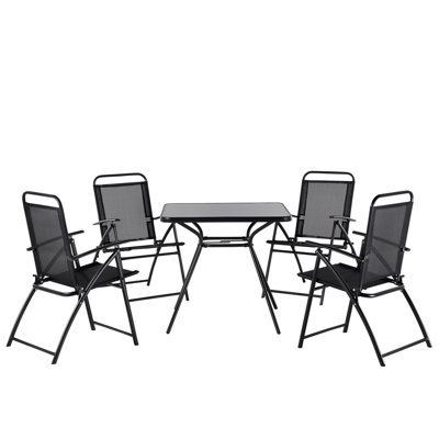 Dining Set 4 Seater Glass Black LIVO