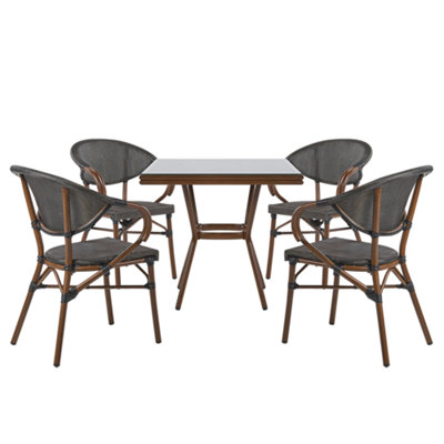 Dining Set 4 Seater Glass Grey CASPRI