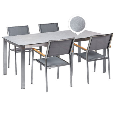 Dining Set 4 Seater Glass Grey COSOLETO/GROSSETO