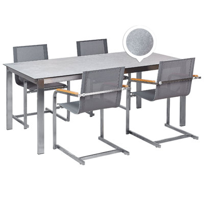 Dining Set 4 Seater Glass Grey COSOLETO