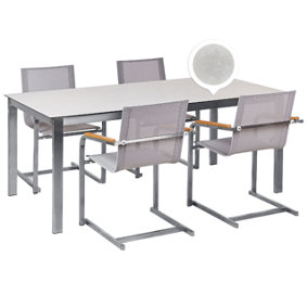 Dining Set 4 Seater Glass White COSOLETO