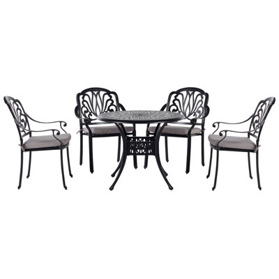 Dining Set 4 Seater Metal Black ANCONA