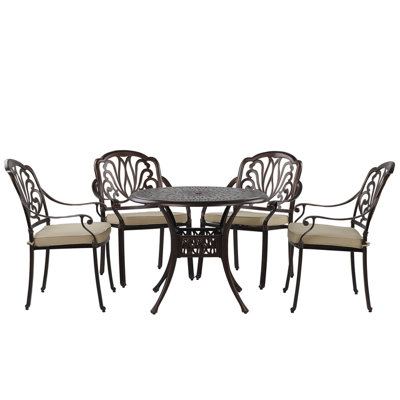 Dining Set 4 Seater Metal Dark Brown ANCONA