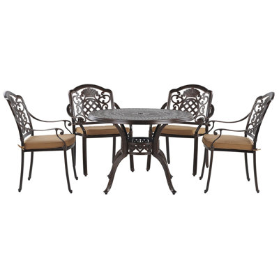 Dining Set 4 Seater Metal Dark Brown SALENTO