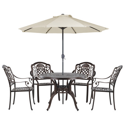 Dining Set 4 Seater Metal Dark Brown SALENTO