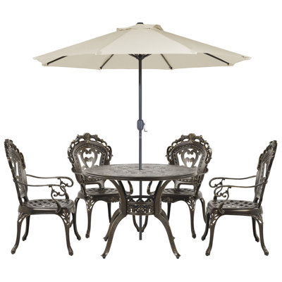 Dining Set 4 Seater Metal Dark Brown SAPRI