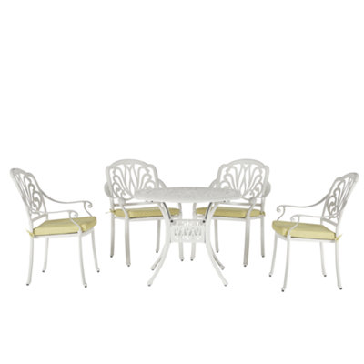 Dining Set 4 Seater Metal White ANCONA