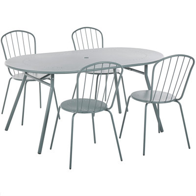 Dining Set 4 Seater Steel Light Blue CALVI