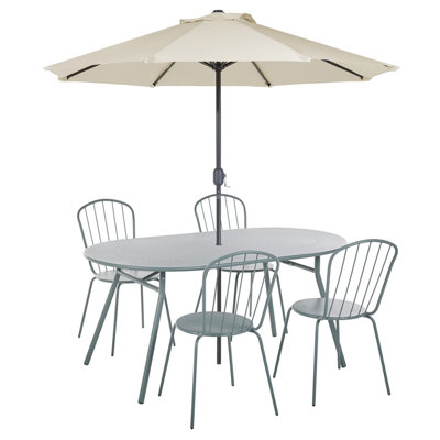 Dining Set 4 Seater Steel Light Blue CALVI