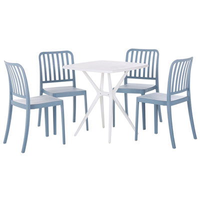 Dining Set 4 Seater Synthetic Material Blue SERSALE