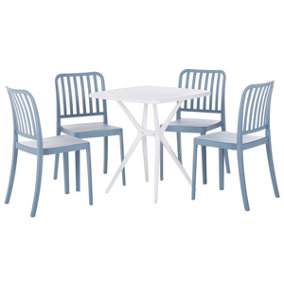 Dining Set 4 Seater Synthetic Material Blue SERSALE