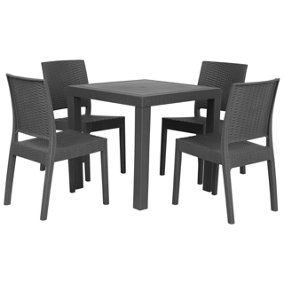 Dining Set 4 Seater Synthetic Material Graphite Grey FOSSANO