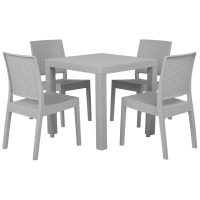 Dining Set 4 Seater Synthetic Material Light Grey FOSSANO