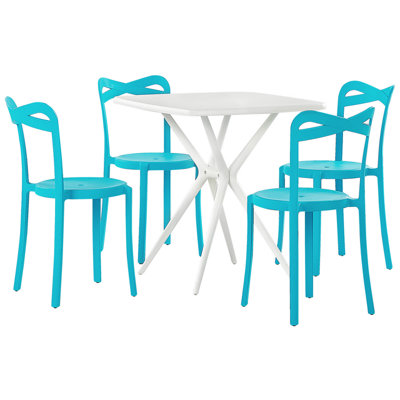 Dining Set 4 Seater Synthetic Material Turquoise SERSALE/CAMOGLI