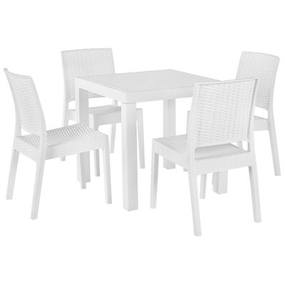 Dining Set 4 Seater Synthetic Material White FOSSANO