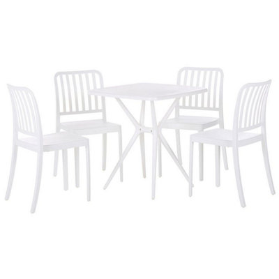 Dining Set 4 Seater Synthetic Material White SERSALE