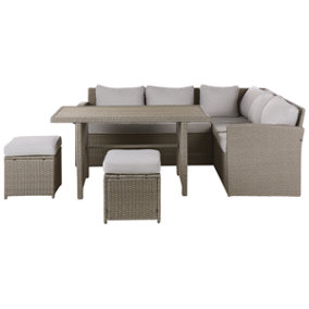 Dining Set 5 Seater PE Rattan Taupe BARDI