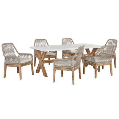 Dining Set 6 Seater Concrete Beige OLBIA