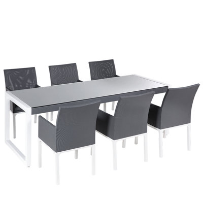 Dining Set 6 Seater Glass Grey BACOLI