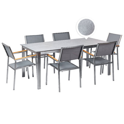 Dining Set 6 Seater Glass Grey COSOLETO/GROSSETO