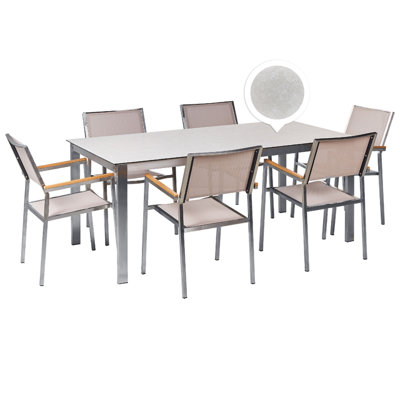 Dining Set 6 Seater Glass White COSOLETO/GROSSETO