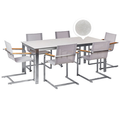 Dining Set 6 Seater Glass White COSOLETO