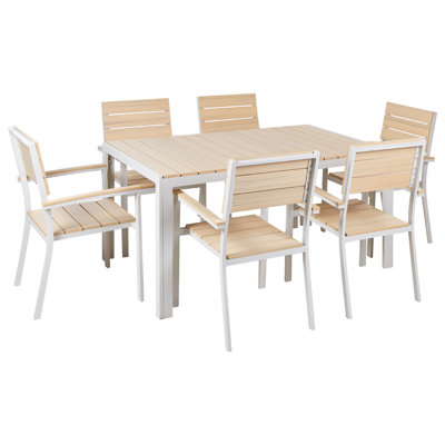 Dining Set 6 Seater Metal Beige COMO