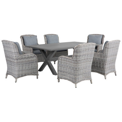 Dining Set 6 Seater Metal Grey CASCAIS