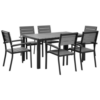 Dining Set 6 Seater Metal Grey COMO