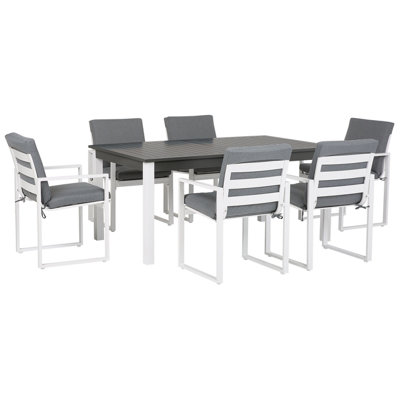 Dining Set 6 Seater Metal Grey PANCOLE