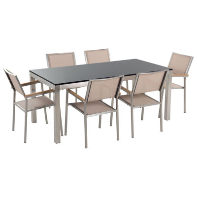 Dining Set 6 Seater Stone Beige GROSSETO