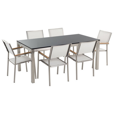 Dining Set 6 Seater Stone White GROSSETO