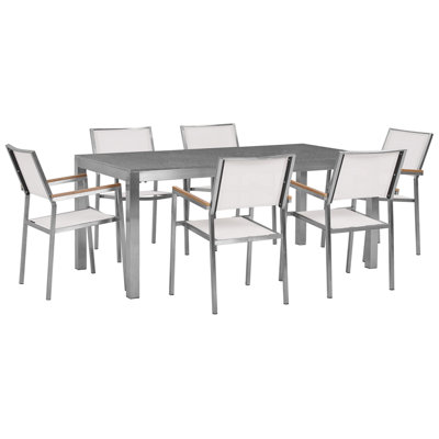 Dining Set 6 Seater Stone White GROSSETO