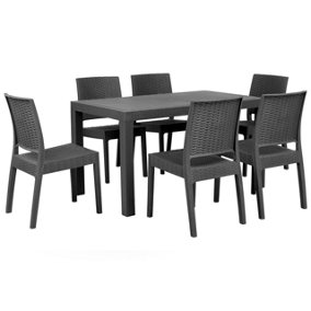 Dining Set 6 Seater Synthetic Material Graphite Grey FOSSANO