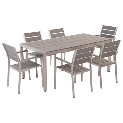 Dining Set 6 Seater Synthetic Material Grey VERNIO