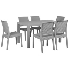 Dining Set 6 Seater Synthetic Material Light Grey FOSSANO