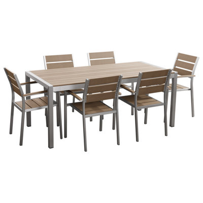 Dining Set 6 Seater Synthetic Material Light Wood VERNIO