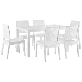 Dining Set 6 Seater Synthetic Material White FOSSANO