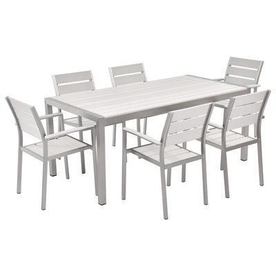 Dining Set 6 Seater Synthetic Material White VERNIO