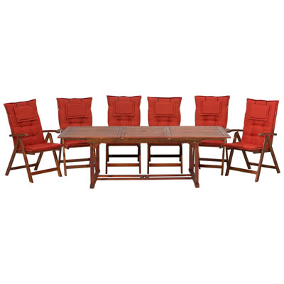 Dining Set 6 Seater Wood Dark Red TOSCANA